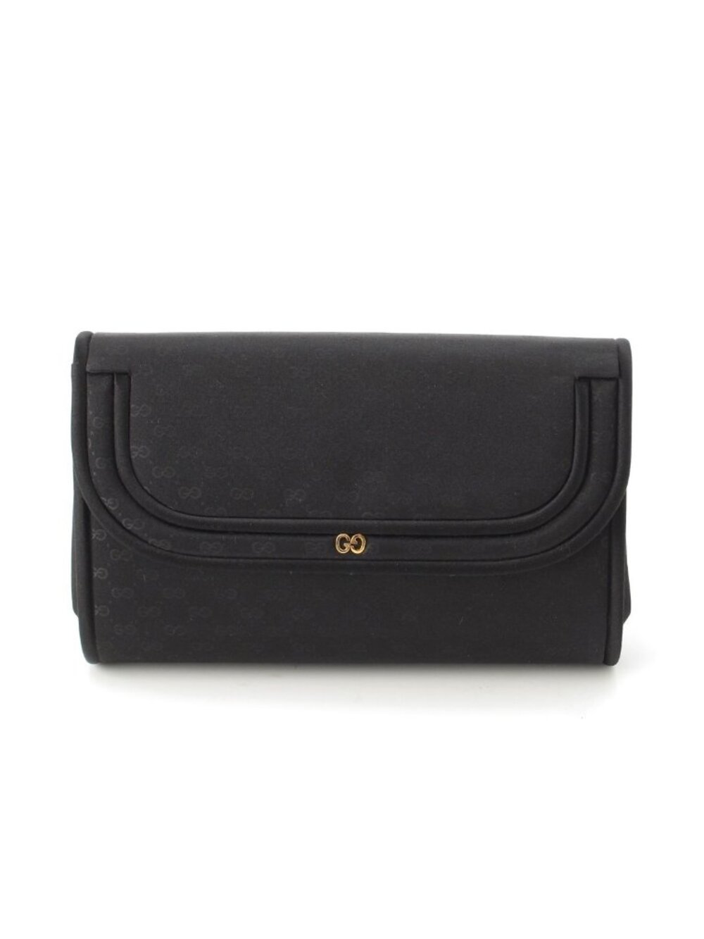 Gucci Satin Leather Vintage GG Clutch Hand Pouch Black